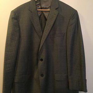 Hart Schaffer Marx Grey Plaid Sport Coat Size 48R